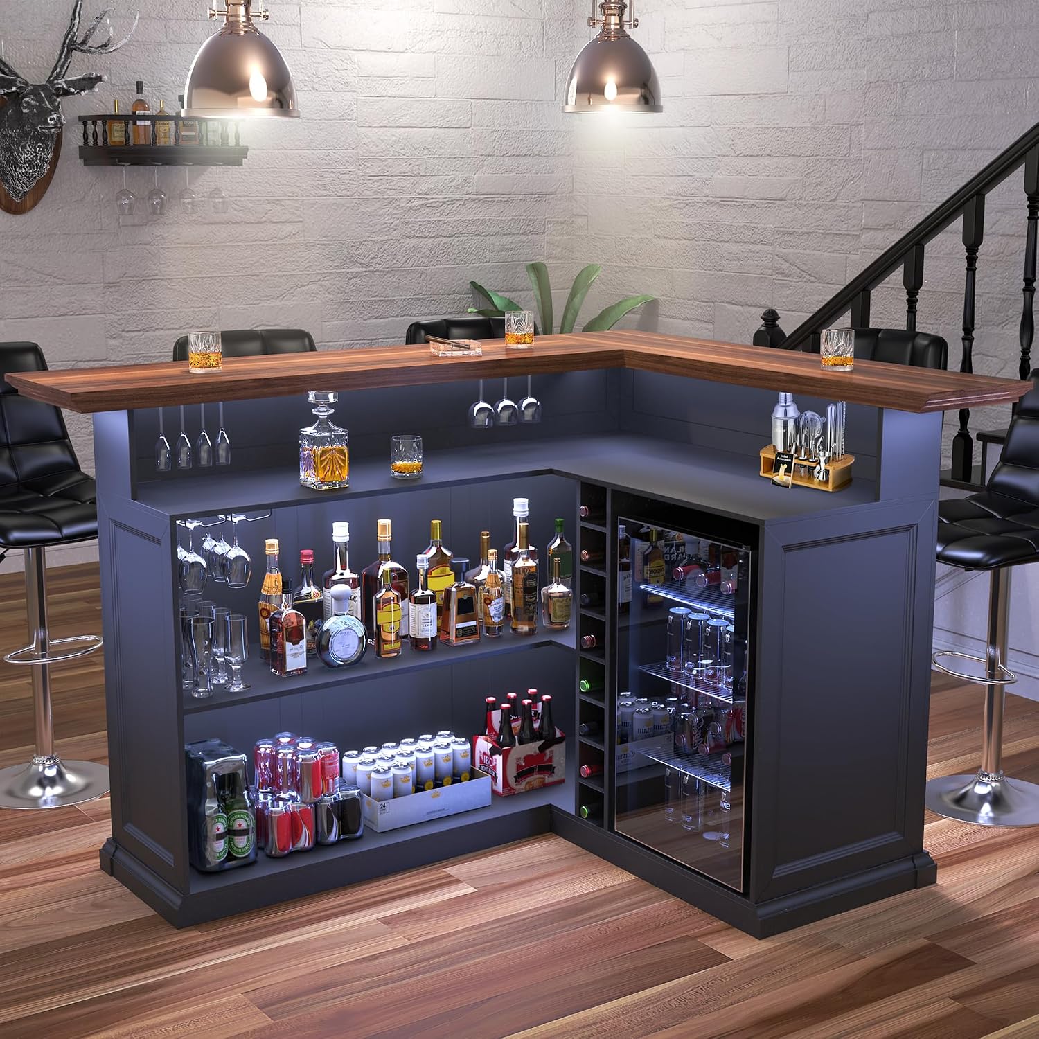 Home Bar And Cabinet - Mobile Bar a L per la